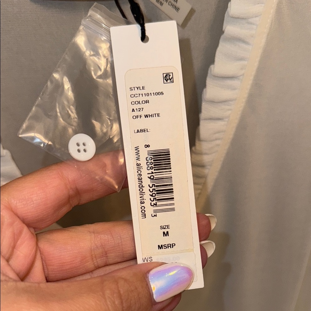 Alice + Olivia Cream Ruffle Cold Shoulder Blouse - Picture 8 of 16